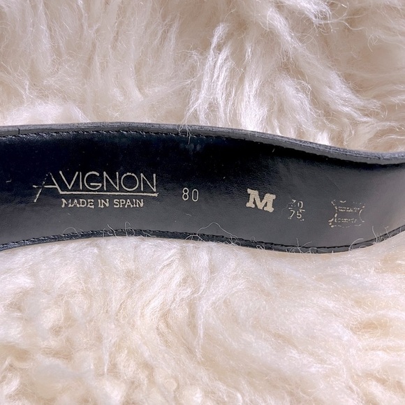 Black Leather/ Leopard Print Fur Wide Belt Made in Spain - Picture 2 of 5